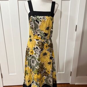 Karin Stevens Yellow and Black Floral Midi Dress